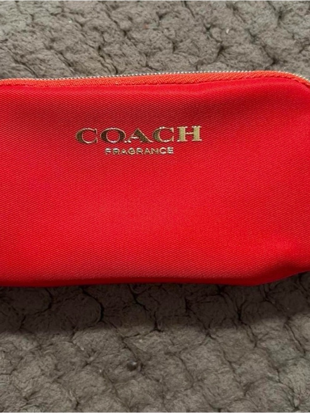 Coach Red Zip Cosmetic Pouch with Gold Logo